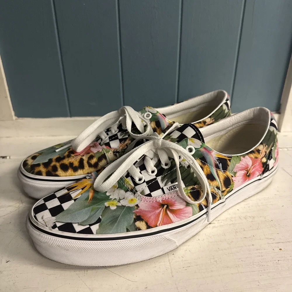 VANS ERA‎ Tropical Animal Check Canvas Shoe, VN0A5EFN2FB, White/Multi, Men 11.5